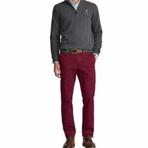 NWT Polo Ralph Lauren VTG Burgundy Stretch Straight Fit Chino Pants | Size 40